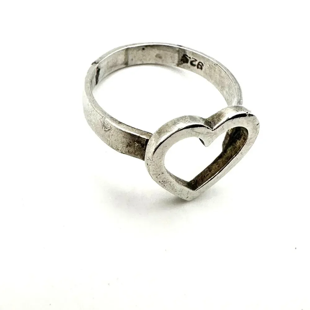 Sterling Silver 925 Open Heart Ring Size 6 * flaw Casual Jewelry Boho Bohemian